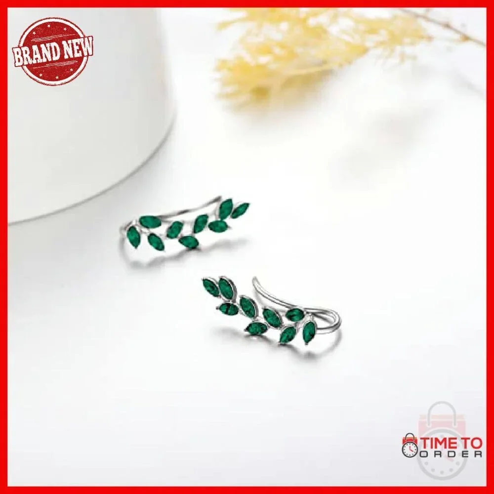 Sterling Silver Ear Climbers with Austrian Crystals, Hypoallergenic